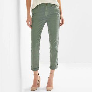 GAP Girlfriend Twill Stripe Chino Cropped Mid Rise in Greenway EUC